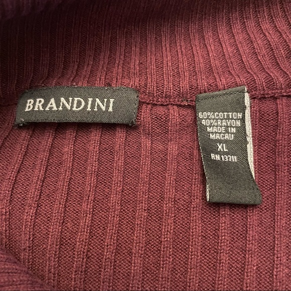 Brandini Men’s 1/4 Zip Maroon Cotton Sweater. Size XL. - Picture 3 of 4